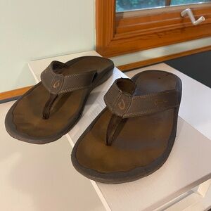 OLUKAI OHANA Flip Flop Sandals U.S. Size 12 Brown Mens